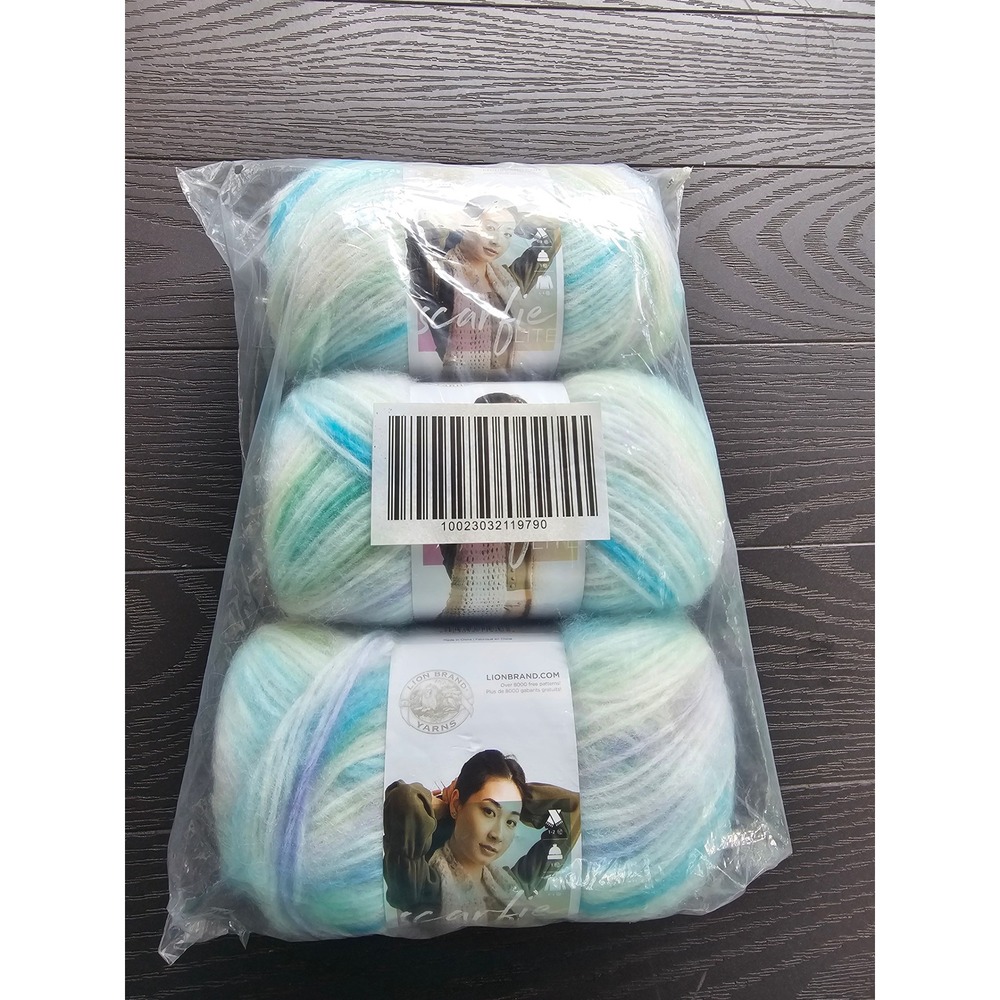 Lion Brand Scarfie Lite Yarn Rain 607R Medium 4 3.5oz‎ 349yd 3 Skeins Lot 19983
